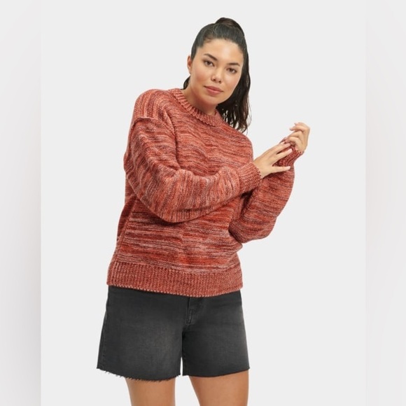 UGG Medium Sweater Avianna Striped Wool Blend Sweater crewneck Salmon Pink NWT - Picture 11 of 13